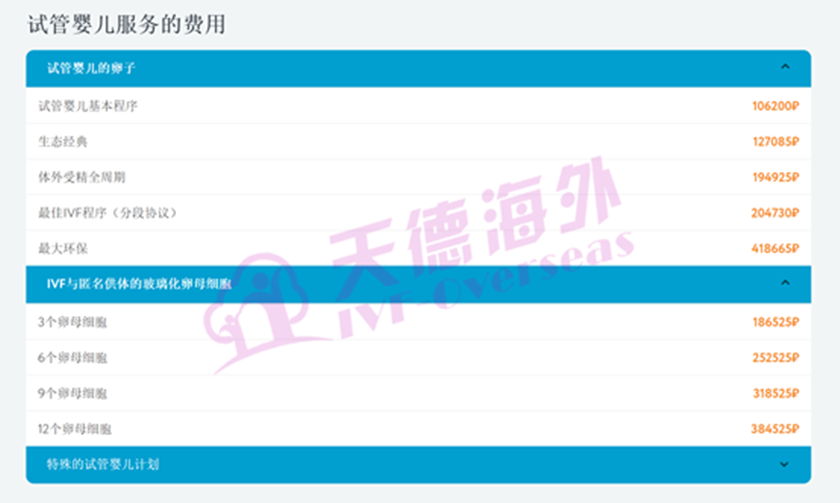 俄罗斯试管婴儿费用